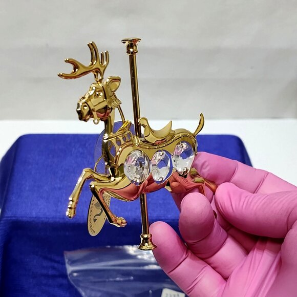 Crystal Delight 24K GP Reindeer Suncatcher Austrian Crystals Window Display 1997 - Picture 2 of 10